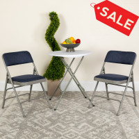 Flash Furniture 2-HA-MC309AF-NVY-GG 2 Pk. HERCULES Series Curved Triple Braced & Double Hinged Navy Fabric Metal Folding Chair
